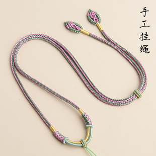 小众设计紫青叶手工挂绳黄金蜜蜡水晶吊坠绳项链绳女高货挂脖挂绳