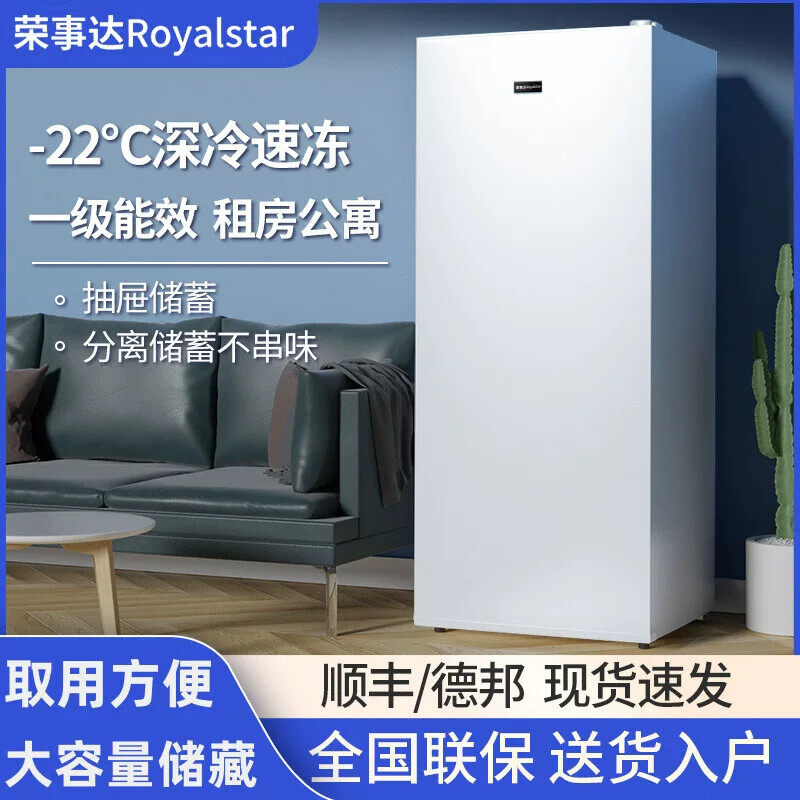 荣事达立式冰柜家用抽屉全冷冻冰箱小型一级能效冷柜母乳储奶保鲜