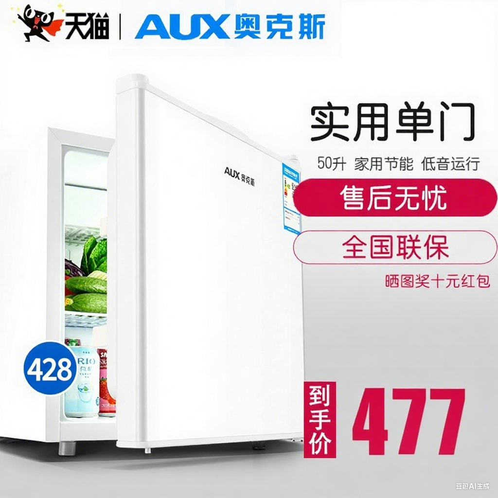 AUX/奥克斯50升单冷藏家用节能小型单门冰箱节能小冰箱宿舍租房用