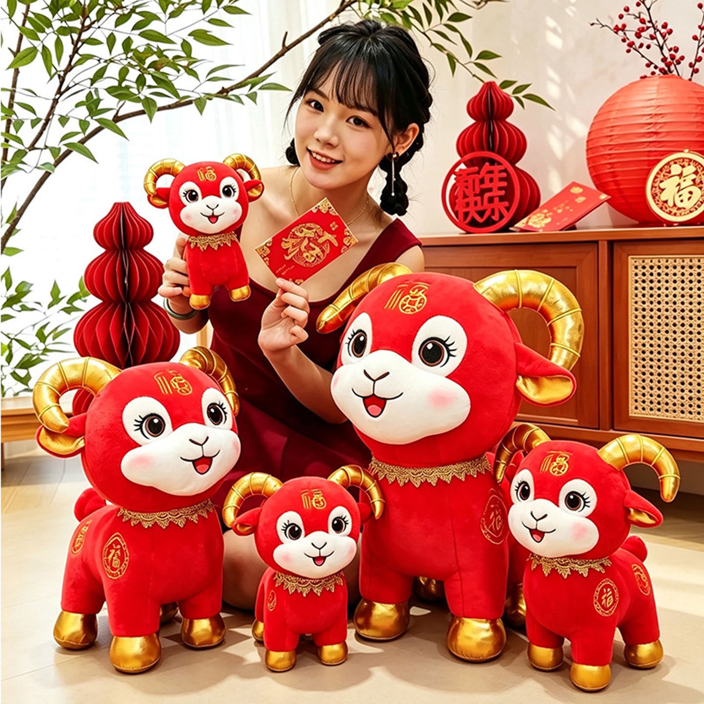 2027羊年吉祥物生肖羊毛绒公仔