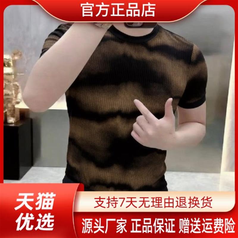 师凯服饰Amphelisia夏季欧货冰丝弹力圆领短袖T恤男士半袖T恤男装