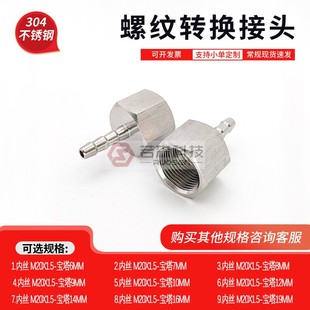 不锈钢螺纹转宝塔气动软管 宝塔外径6mm 格林头 1.5 0821.内丝M20