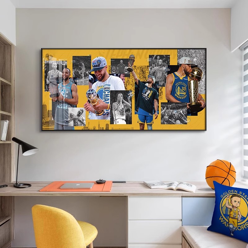 NBA全明星挂画 詹姆斯 库里 男孩卧室装饰画篮球主题周边纪念海报