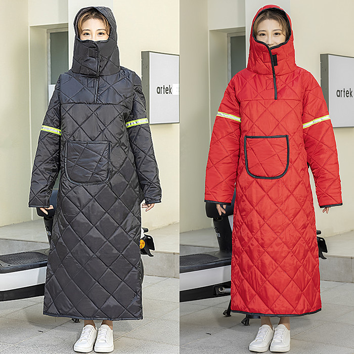 电动车挡风衣冬季加绒加厚加大防水防寒保暖电车长款女款骑车衣