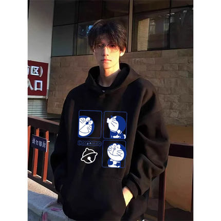 设计感小众潮牌连帽卫衣男款秋冬季美式高街宽松休闲加绒加厚上衣