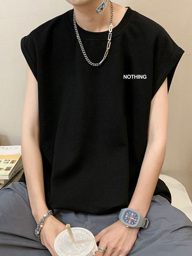 潮牌痞帅纯棉无袖t恤男款夏季美式hiphop高街运动健身汗背心坎肩 - 封面