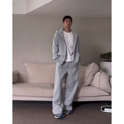 开衫卫衣男士秋冬季2025新款小众设计感拉链连帽外套加绒加厚上衣