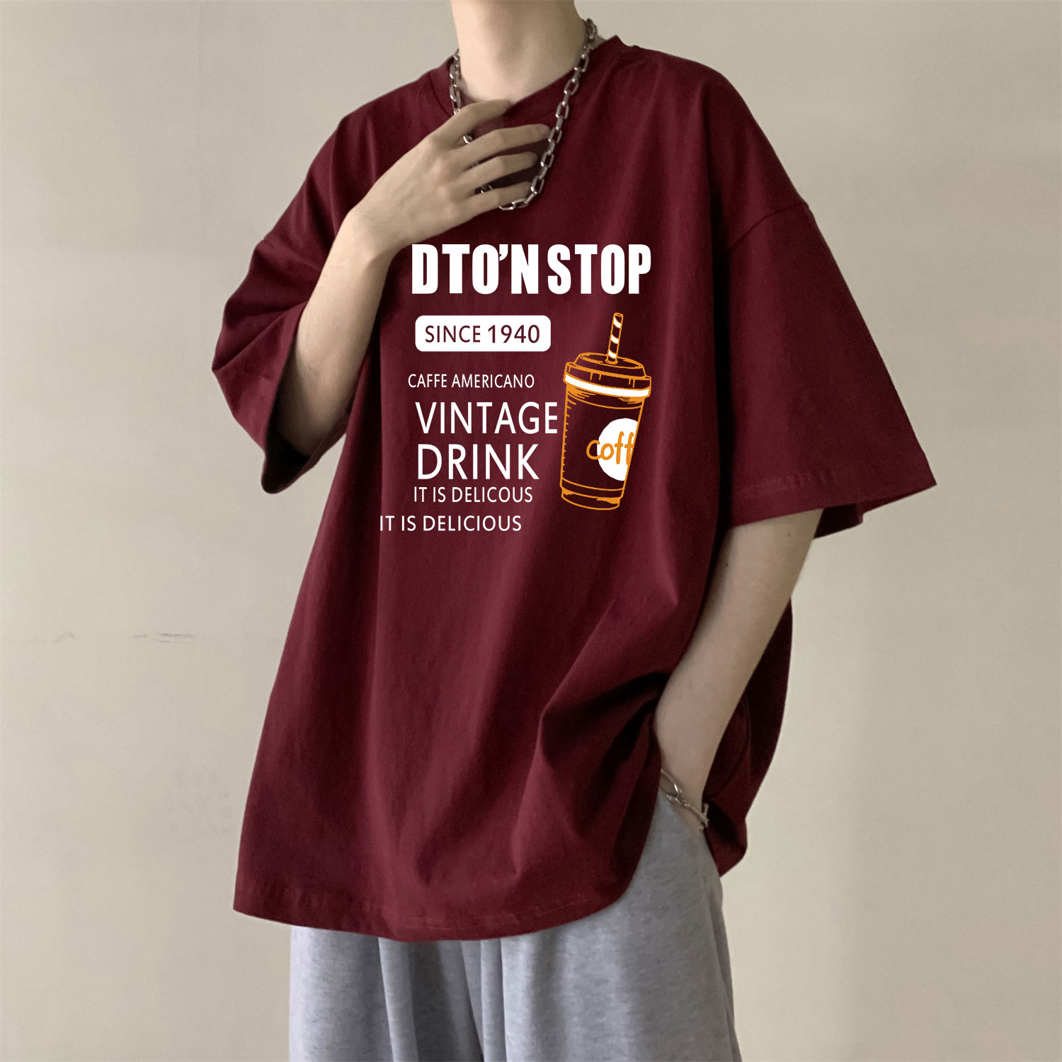 夏季短袖t恤宽松痞帅炸街高级感