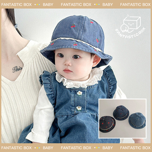 婴儿帽子春秋女童薄款渔夫帽宝宝小月龄可爱超萌遮阳防晒盆帽夏天