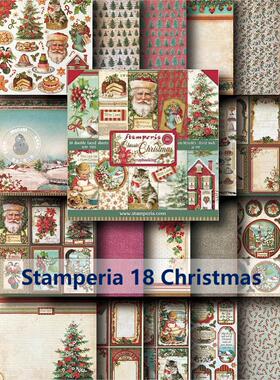 Stamperia018-大尺寸junk journal经典圣诞节复古素材自制纸本