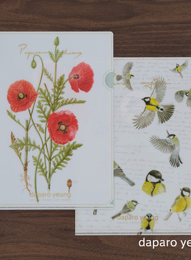 daparo yeung花鸟文件夹文创设计师手绘a4资料夹办公文具生日礼物