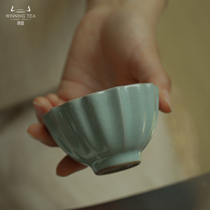 问鼎汝窑主人杯单杯复古天青釉品茗茶杯汝瓷高档功夫茶杯撷芳杯