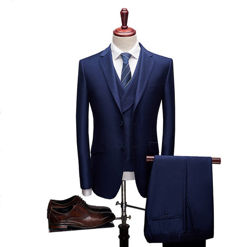 春新款男士西服套装精品结婚新郎婚礼套装韩版修身三件套suit