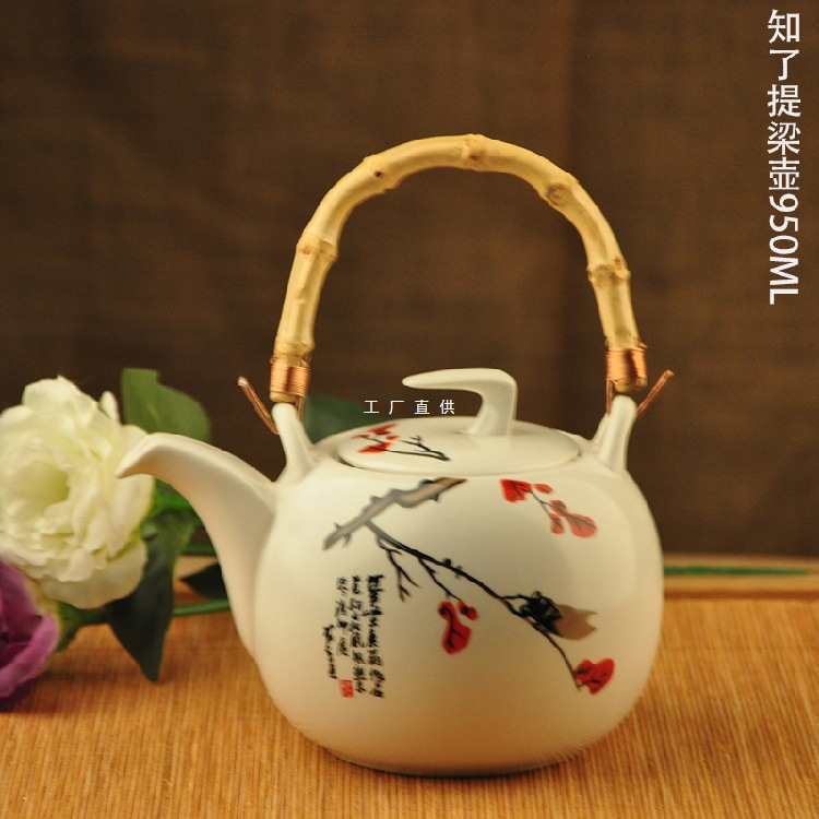 陶瓷茶器茶壶大容量凉水壶大号青花瓷冷水壶酒店泡茶壶家用