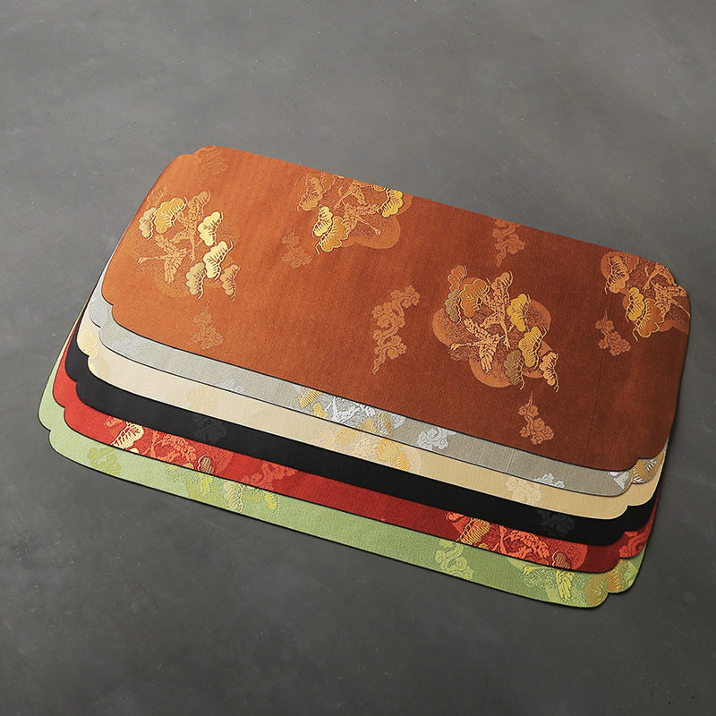 穗千堂织锦简短小茶垫 香云纱金线茶布 祥云锦缎布艺茶席 茶桌旗