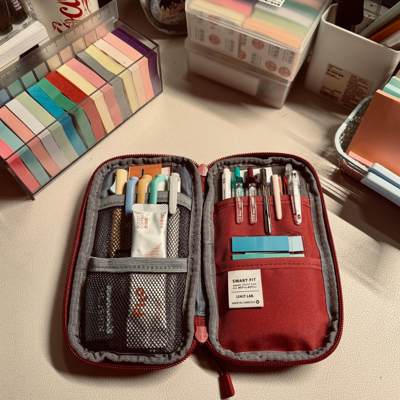 日系复古红烧饼笔袋多功能笔袋文具收纳学生可携式简约大容量铅笔