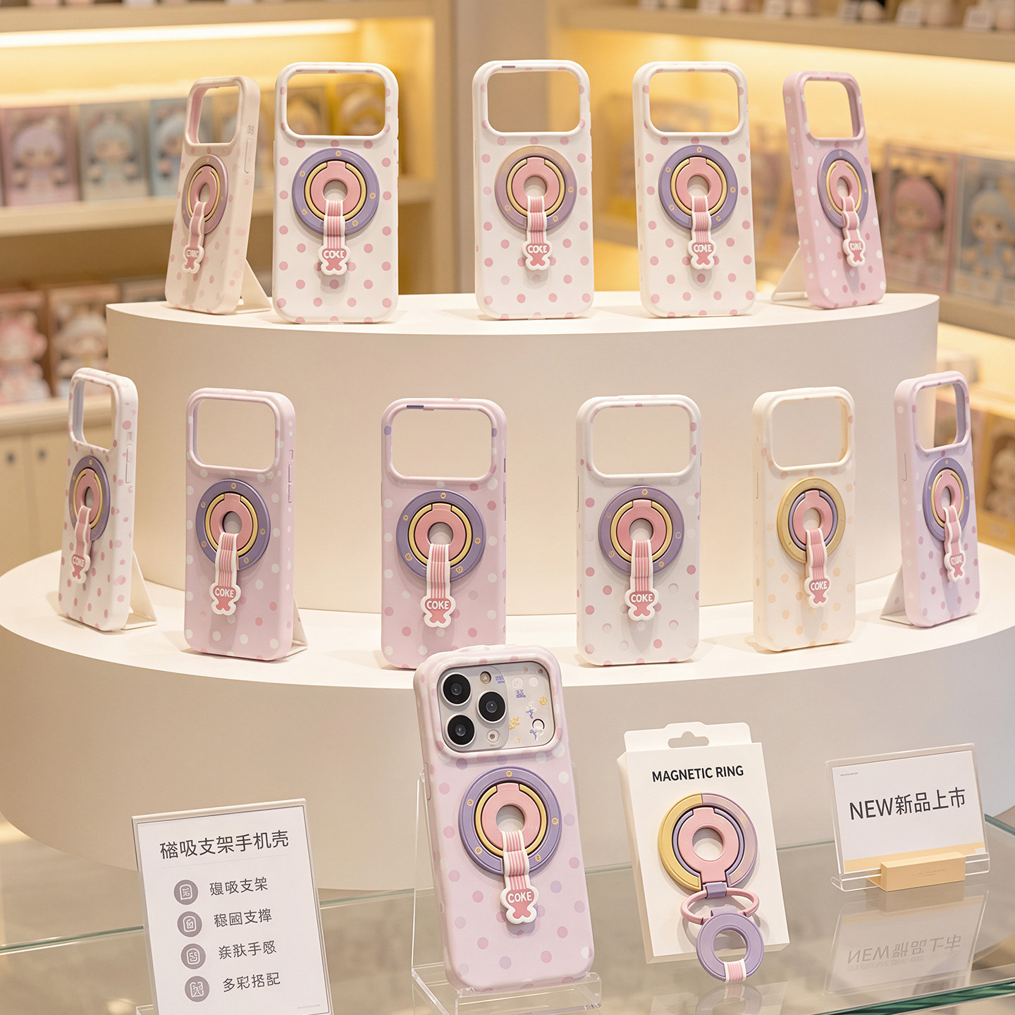 马克龙双环磁吸手机支架强力吸附背贴桌面便携指环扣拍照追剧神器