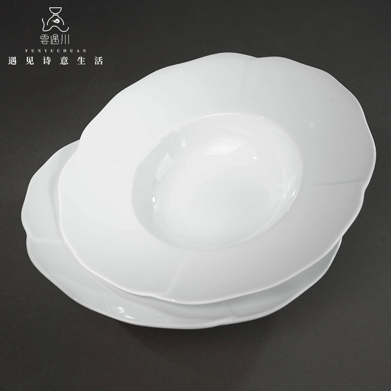 云遇川草帽盘景德镇餐具高白瓷盘牛排盘西餐盘会所盘轻奢高级感新