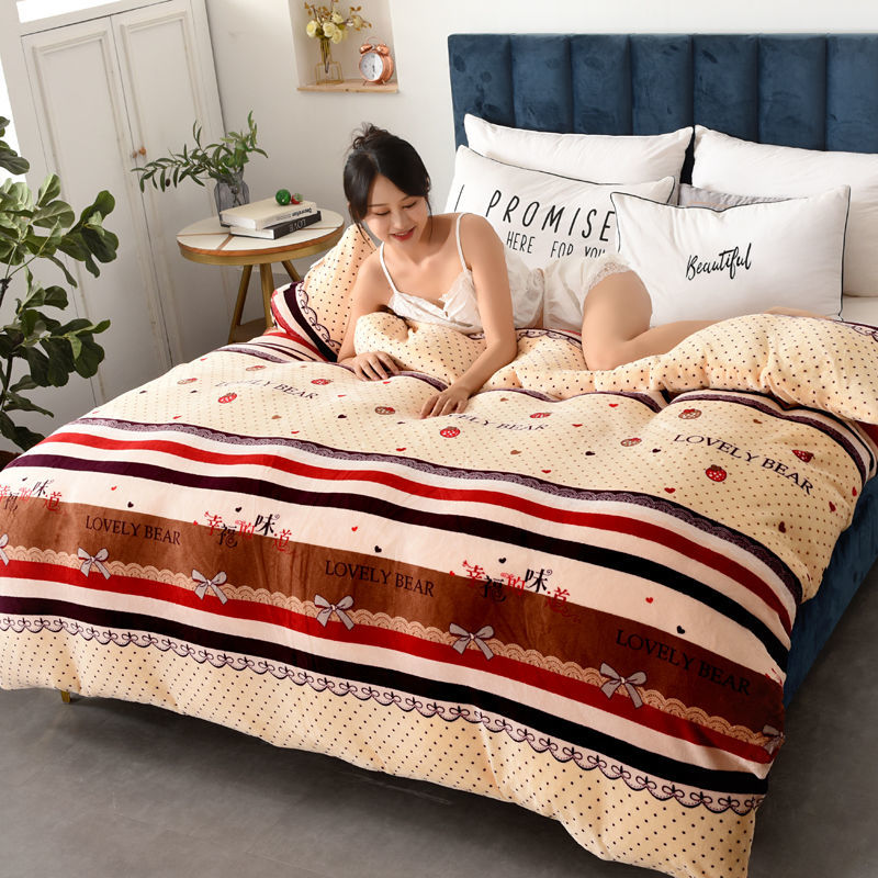 珊瑚绒被套单件法兰绒毛毯金丝绒