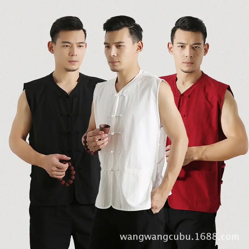唐装纯棉粗布男士汗衫打底衫