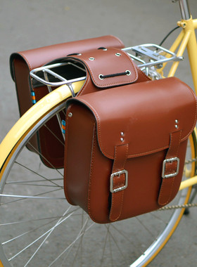 复古自行车山地电动旅行车货架驮包coco幼兽yami摩托车皮马鞍边包