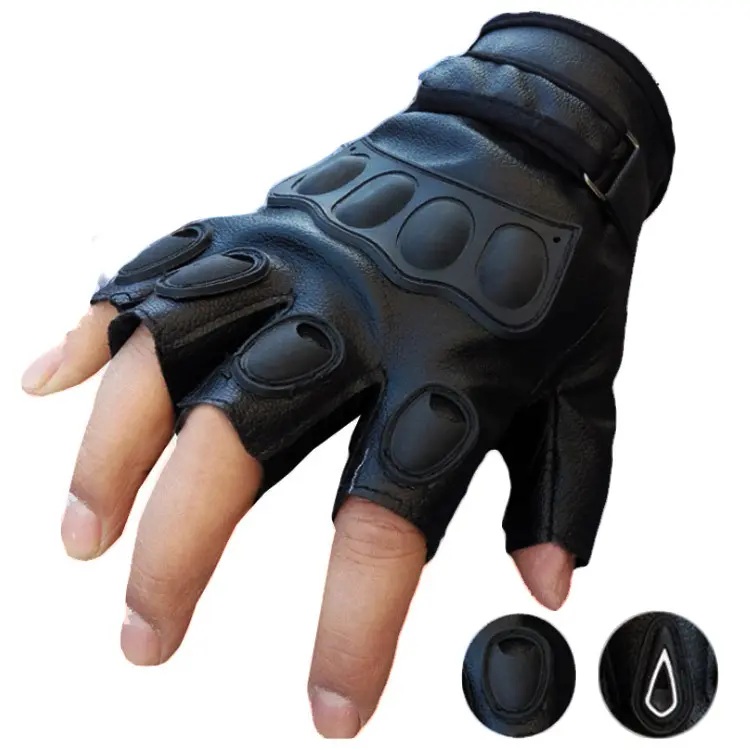 真皮半指手套春夏季男女士骑行防滑登山防晒运动摩托车露指半截