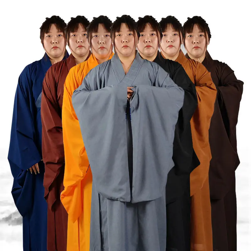 高档海青居士服女士海清袈裟僧服僧衣服长衫长褂春夏秋冬季咖啡色