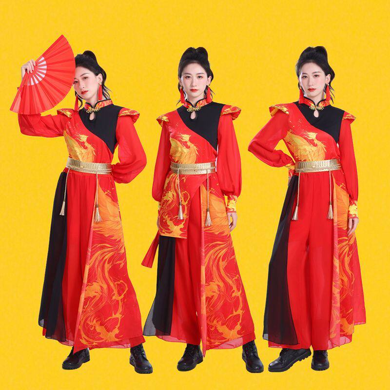 打鼓服装演出服锣鼓队腰鼓秧歌中国广场舞蹈喜庆鼓舞套装新款