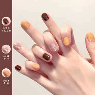 姜黄色指甲油女免烤持久快干2025年新款秋冬色系焦糖裸色系不可剥