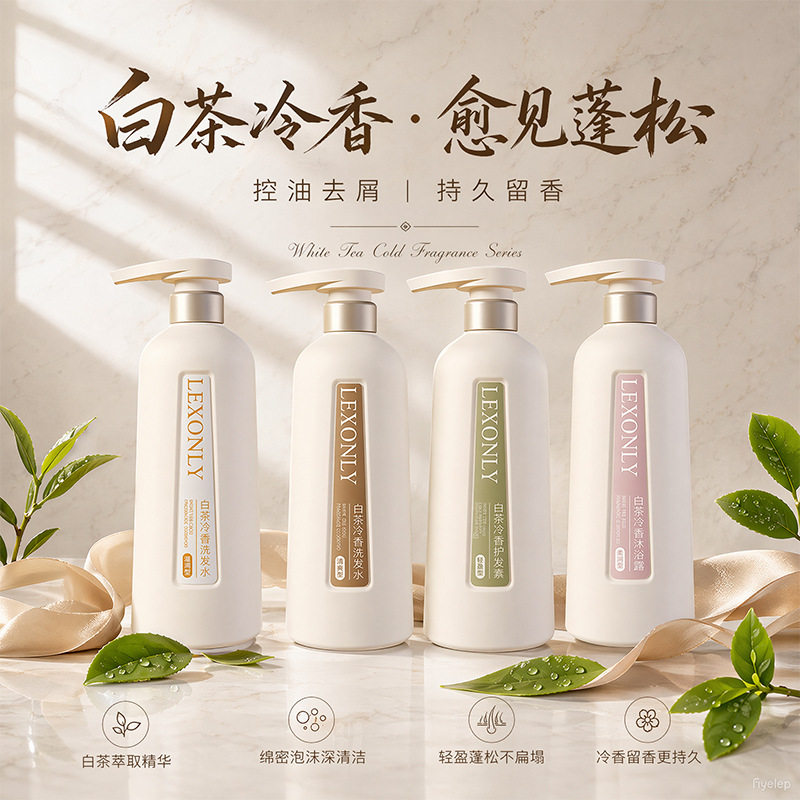正品蕾昂莱白茶香氛洗发水沐浴露丰盈蓬松控油去屑洗发露厂家批发