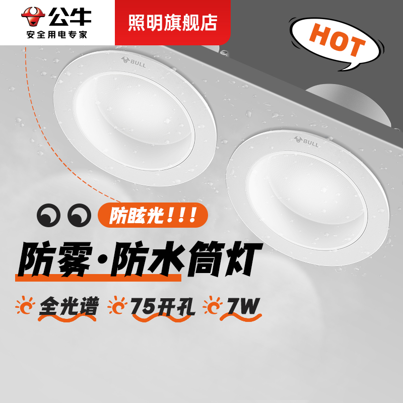 公牛浴室厨房防眩护眼防水雾筒灯