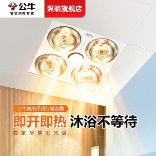 公牛集成吊顶四灯暖浴霸300x300嵌入式排气扇照明一体老式卫生间
