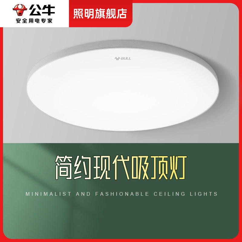 公牛简约现代圆形LED卧室吸顶灯阳台过道走廊小尺寸防蚊虫三防灯