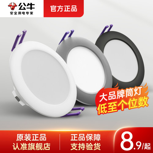 公牛客厅LED无可视频闪高亮筒灯