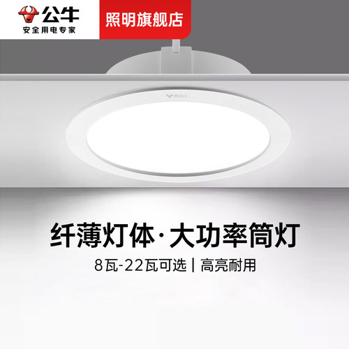 【8-22瓦】公牛大功率多尺寸筒灯