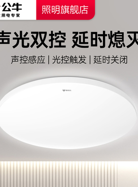 公牛感应吸顶灯声控楼梯楼道入户走廊过道灯家用声光控LED感应灯