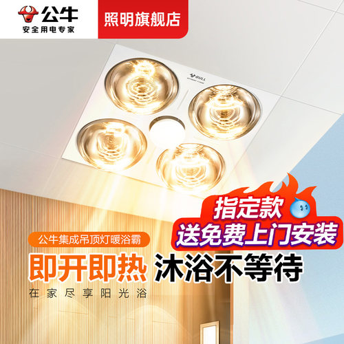 公牛灯暖浴霸30x30嵌入式三合一
