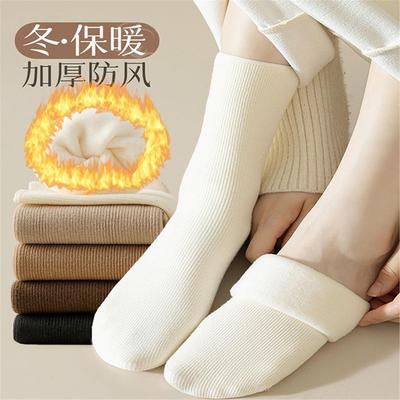 袜子秋冬季长袜加绒中筒加厚保暖雪地袜中筒睡眠地板冬天长滑雪袜