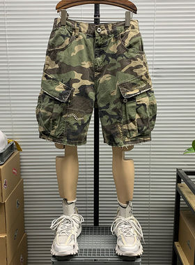 迷彩工装裤男士大口袋潮牌短款夏季新款户外运动山系休闲五分中裤