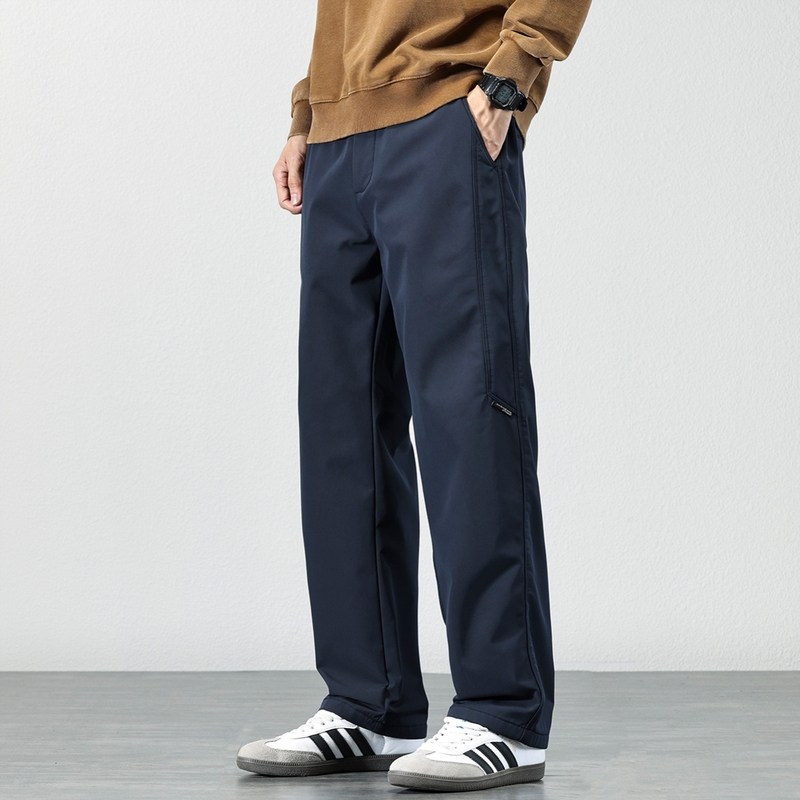 直筒休闲裤男2025秋冬新款裤子三防冲锋裤宽松阔腿男裤