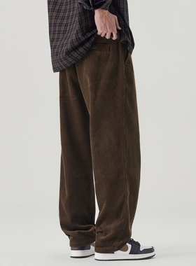 NINPURE 加绒加厚灯芯绒保暖直筒运动裤男宽松cleanfit休闲工装裤