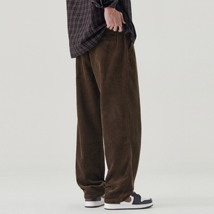 NINPURE 加绒加厚灯芯绒保暖直筒运动裤男宽松cleanfit休闲工装裤