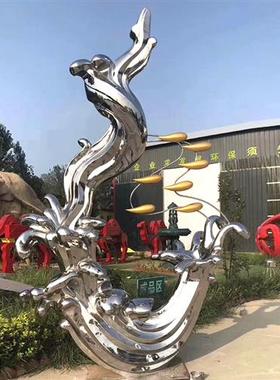 大型不锈钢水浪花雕塑定制创意水滴波纹庭院装饰水景镜面美陈摆件