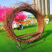 藤编网红鸟巢座椅公园农庄景区拍照打卡美陈装 置鸟巢厂家直销