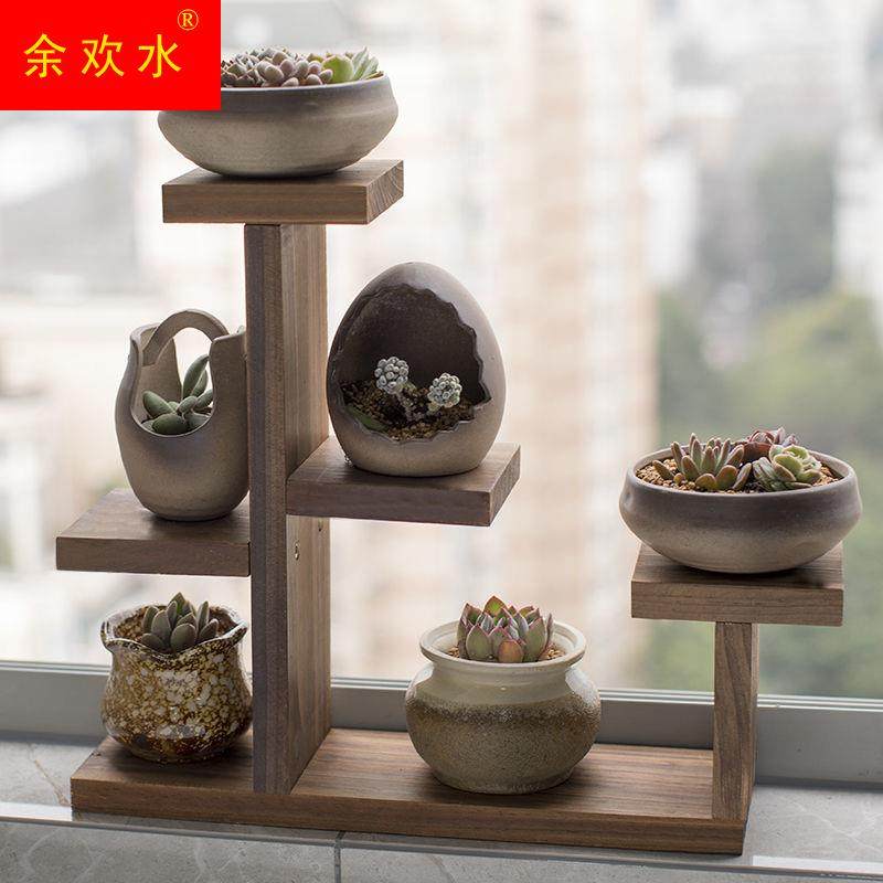 Buy quality Solid Wood Flower Stand Living Room Creative Desktop