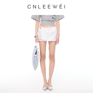白色简约百搭超短短裤 新款 26春夏季 裹裙裤 CNLEEWEI官方直营
