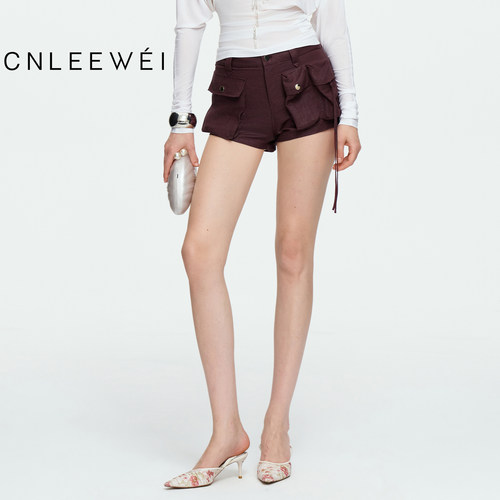 CNLEEWEI高腰显瘦工装短裤女