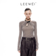 CNLEEWEI秋季 可拆卸皮带搭配扭结针织打底衫 新款 高级个性