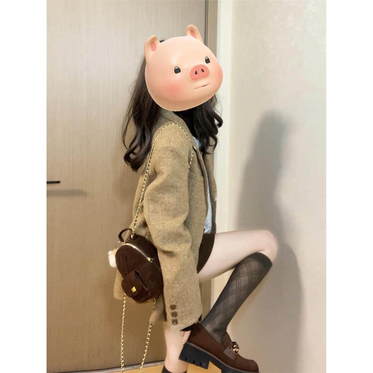 白鸭绒羽绒呢子西装外套女2025冬季新款韩系高级感小个子上衣