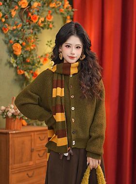 张嘉圆25年秋冬新款简约时尚小众显瘦开衫毛织针织衫#K10242